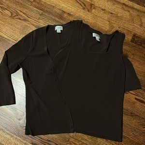 EUC Loft Brown Sweater set tank top and 3/4 sleeve sweater Large